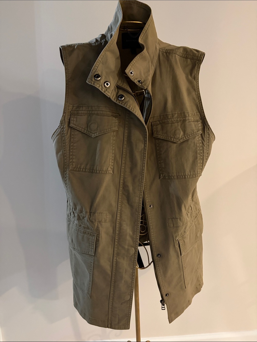Banana Republic Olive Utility Vest with High Collar